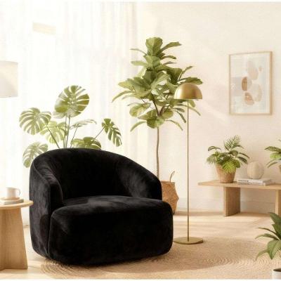 Poltrona Orgânica Luxo Recepção Lótus Suede Preto