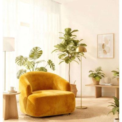 Poltrona Orgânica Luxo Recepção Lótus Suede Amarelo