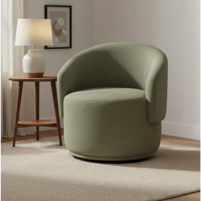 Poltrona Decorativa Giratória Sala De Estar Recepção Jasmine Bouclé Verde Oliva