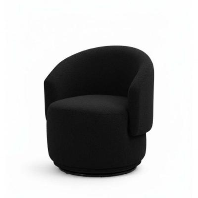 Poltrona Decorativa Giratória Sala De Estar Recepção Jasmine Bouclé Preto