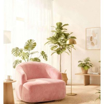 Poltrona Orgânica Luxo Recepção Lótus Suede Rosa Bebê
