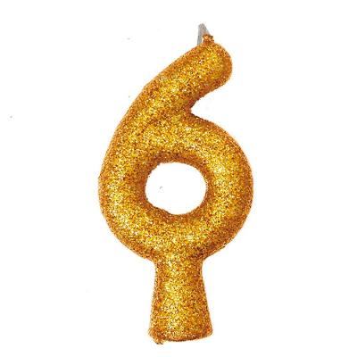 Vela De Aniversário Puro Glitter Dourada Modelo 6