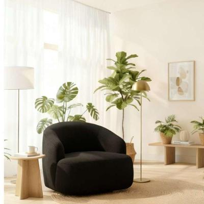 Poltrona Orgânica Luxo Recepção Lótus Bouclé Preto