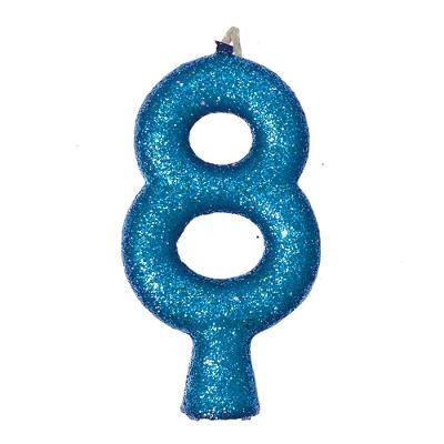Vela De Aniversário Puro Glitter Azul Modelo 8