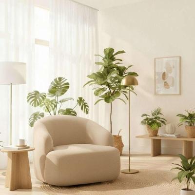 Poltrona Orgânica Luxo Recepção Lótus Linho Bege