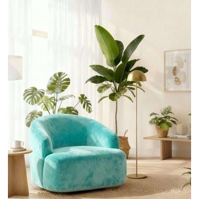 Poltrona Orgânica Luxo Recepção Lótus Suede Azul Tiffany