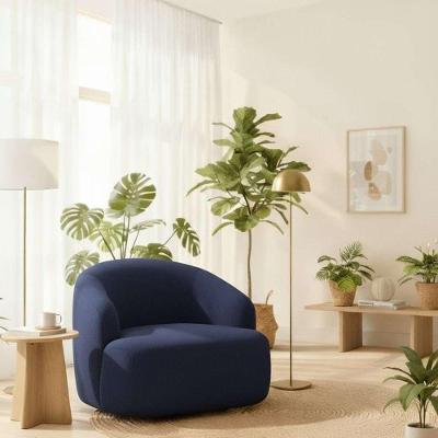 Poltrona Orgânica Luxo Recepção Lótus Linho Azul Royal