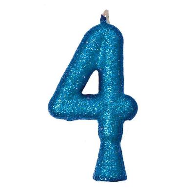 Vela De Aniversário Puro Glitter Azul Modelo 4