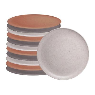 Jogo 12 Pratos Raso Em Fibra De Pinho E Pp Pine Cores Sortidas Inquebrável 27cm Wolff