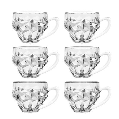 Jogo 6 Xícara De Café De Vidro Transparente Roks 185ml Em Casa Tem