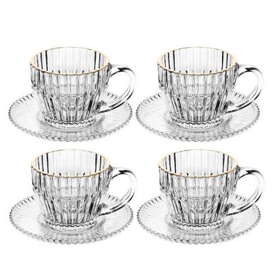 Jogo 4 Xícara De Café De Cristal Com Fio De Ouro Império 110ml Wolff