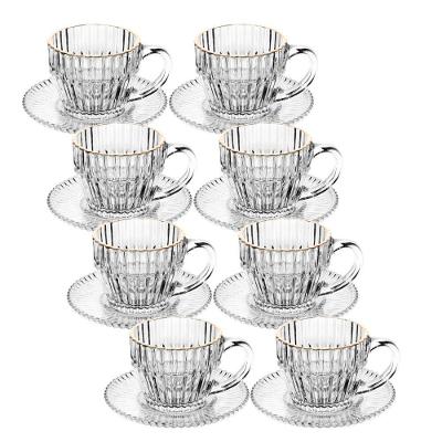 Jogo 8 Xícara De Café De Cristal Com Fio De Ouro Império 110ml Wolff