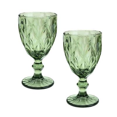 Jogo 2 Taças De Vidro Diamond Cor Verde Para água Vinho Lyor 300ml