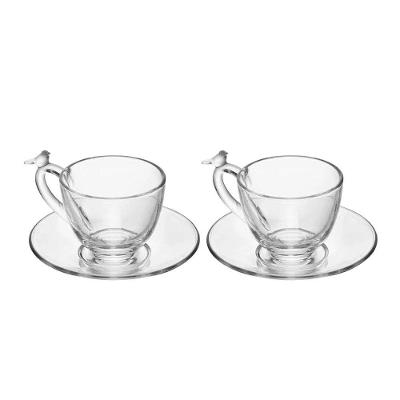 Jogo 2 Xícara De Café De Cristal Ecológico Com Pires Bird 80ml Wolff