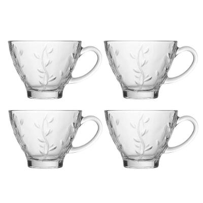 Jogo 4 Xícara De Chá De Vidro Flores Clear Lily 220ml Em Casa Tem