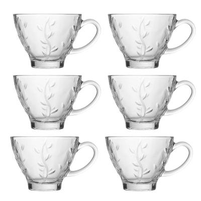 Jogo 6 Xícara De Chá De Vidro Flores Clear Lily 220ml Em Casa Tem