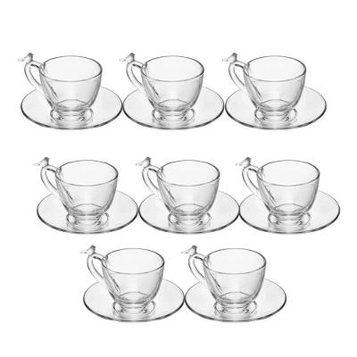 Jogo 8 Xícara De Café De Cristal Ecológico Com Pires Bird 80ml Wolff