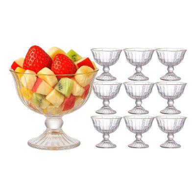Jogo De Sobremesa 10 Taças Vidro Borda Dourada Melina Mini Bowl Com Pé 200ml Haüskraft