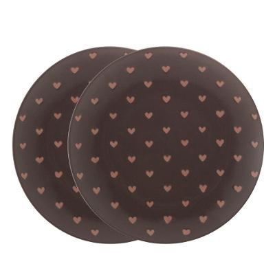 Jogo 2 Pratos De Sobremesa Em Cerâmica Coração Cinza Wolff 19,5cm