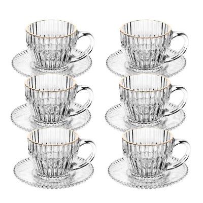 Jogo 6 Xícara De Café De Cristal Com Fio De Ouro Império 110ml Wolff