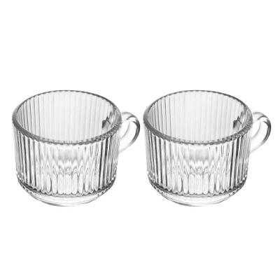 Jogo 2 Xícara De Café De Vidro Com Alça Transparente Lines 90ml