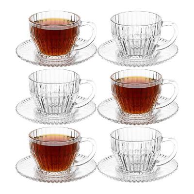 Jogo 6 Xicara De Chá De Cristal Transparente Frisado Imperatriz 220ml Wolff