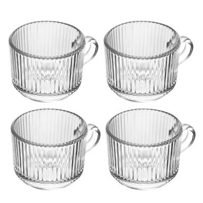 Jogo 4 Xícara De Café De Vidro Com Alça Transparente Lines 90ml