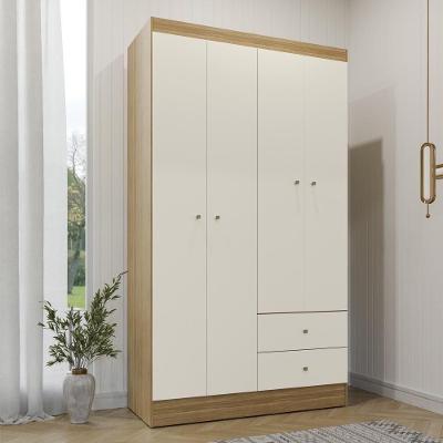 Guarda Roupa Solteiro 4 Portas 2 Gavetas Vesta - Freijó-off White
