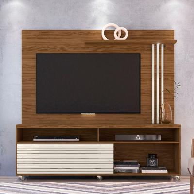 Estante De Tv 65 Pol 182cm Com Rodízio Para Sala Nerion M20 - D'rossi Naturale(fosco)-off White(brilho)