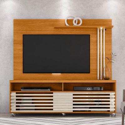 Estante De Tv 65 Pol 182cm Com Rodízio Para Sala Nerion M20 - D'rossi Cinamomo(fosco)-off White(brilho)