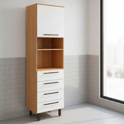 Armário De Cozinha Paneleiro 1 Porta 4 Gavetas Grécia Madeirado/off White