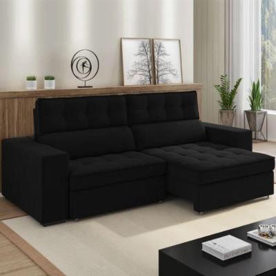 Sofá 4 Lugares Sereno Retrátil / Reclinável - élpis Móveis Preto