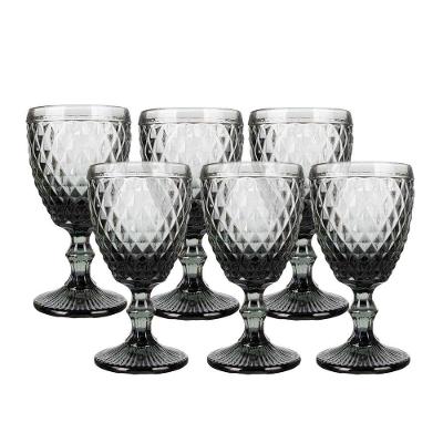 Jogo 6 Taça De Vidro Bico De Abacaxi Cinza 340 Ml Agata Em Casa Tem