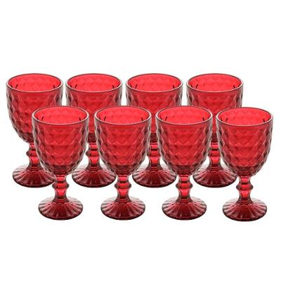 Jogo 8 Taça De Vidro água Suco Roman Vermelho Wollf 345ml
