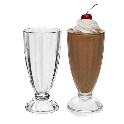 Jogo 2 Copo De Milk Shake Taça De Vidro Transparente Sorveteria 380ml Em Casa Tem