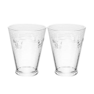 Jogo 2 Copos De água Lines Butterfly Em Vidro Transparente Wolff 350ml
