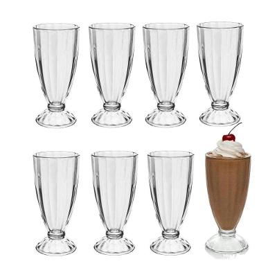 Jogo 8 Copo De Milk Shake Taça De Vidro Transparente Sorveteria 380ml Em Casa Tem