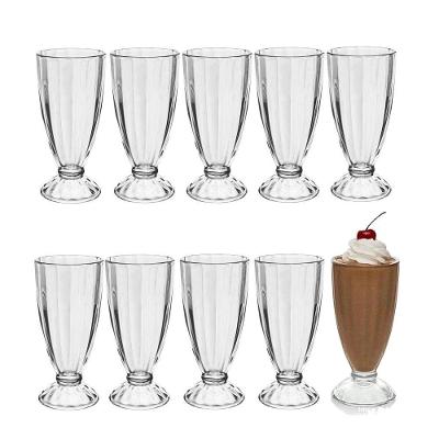 Jogo 10 Copo De Milk Shake Taça De Vidro Transparente Sorveteria 380ml Em Casa Tem