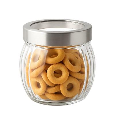 Bomboniere Pote De Vidro Redondo Tampa Com Visor 1,2l Em Casa Tem