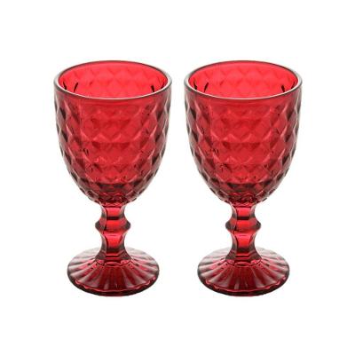 Jogo 2 Taça De Vidro água Suco Roman Vermelho Wollf 345ml