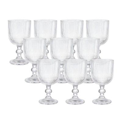 Jogo 10 Taça De Vidro Transparente Canelada 380ml Em Casa Tem