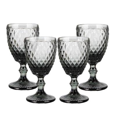 Jogo 4 Taça De Vidro Bico De Abacaxi Cinza 340 Ml Agata Em Casa Tem