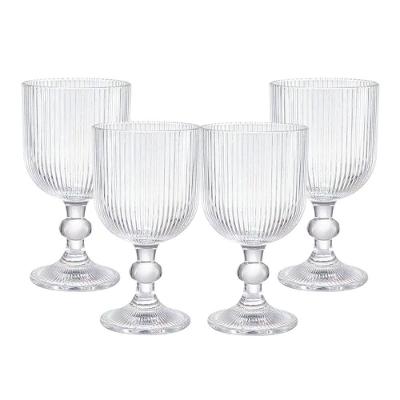 Jogo 4 Taça De Vidro Transparente Canelada 380ml Em Casa Tem