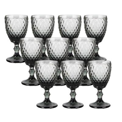 Jogo 10 Taça De Vidro Bico De Abacaxi Cinza 340 Ml Agata Em Casa Tem