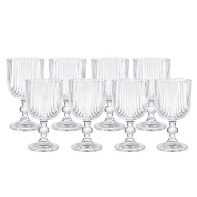 Jogo 8 Taça De Vidro Transparente Canelada 380ml Em Casa Tem