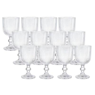 Jogo 12 Taça De Vidro Transparente Canelada 380ml Em Casa Tem