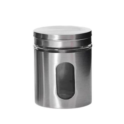 Pote Porta Mantimento Em Inox Com Visor De Vidro Em Casa Tem 600ml
