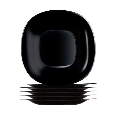 Jogo 6 Prato De Sobremesa Preto Quadrado Square 20cm Vidro Opalino Em Casa Tem