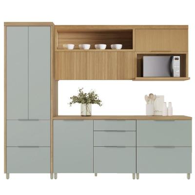 Armário De Cozinha Completa 100% Mdf 6 Portas 6 Gavetas Mariah Nesher Madeirado / Verde
