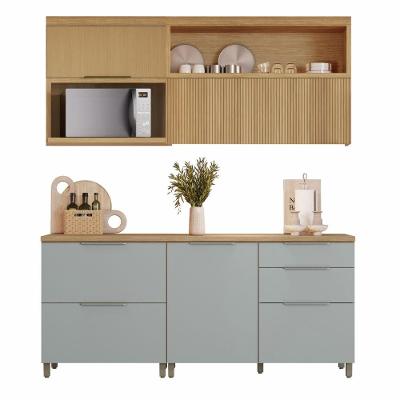 Armário De Cozinha Completa 100% Mdf 4 Portas 4 Gavetas Mariah Nesher Madeirado / Verde